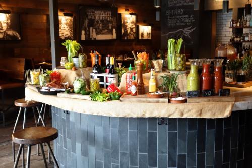Photo of bloody mary bar.